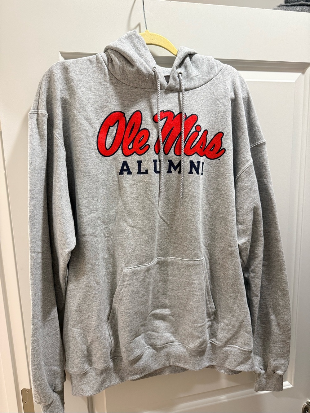 Champion Gray Ole Miss Alumni Hoodie with Red Script